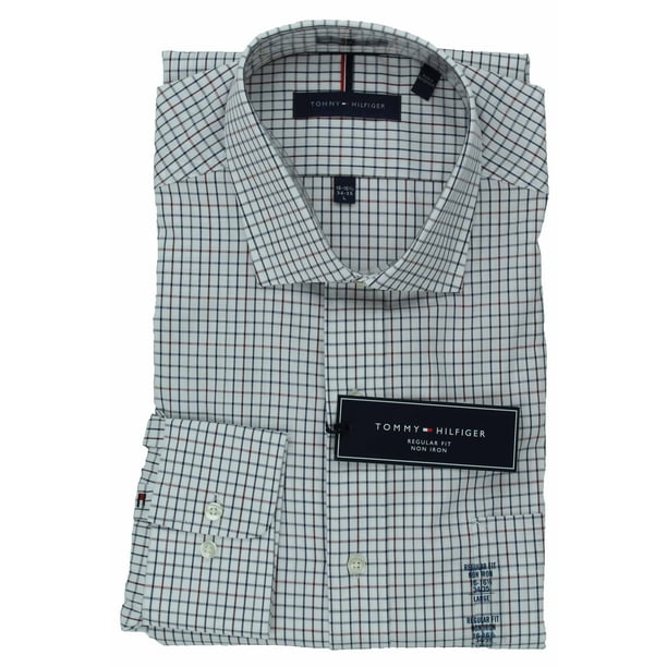 Regular Fit Gray Texture 16-16 1/2-34/35  Tommy Hilfiger Dress shirt Spread